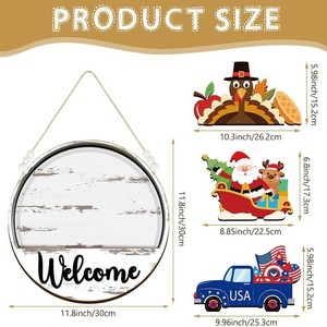 Ensemble de 16 panneaux saisonniers interchangeables en bois modernes pour la décoration de Noël, de mariages et de fêtes - Product Image 4