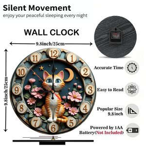<b>Round</b> Wooden Wall Clock 25x25Cm Silent Non Ticking Modern Home Living Room Decor - Product Image 3