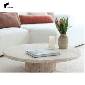 Table basse en travertin blanc naturel Tostone 2025, design tendance, pour un intérieur minimaliste, salon, villa, décoration intérieure - Product Image 3