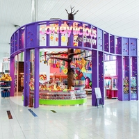 Conception de magasin de bonbons colorés, vente au détail de bonbons aux fruits personnalisés mignons, étagère ronde, présentoir de magasin de bonbons sucettes pour vente au centre commercial