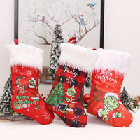 Nouvelles décorations de Noël Grinched, peluche verte, monstre voleur, chaussette de Noël, sac cadeau pour enfants, sac cadeau de Noël