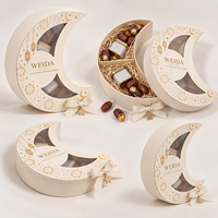Boîte cadeau OEM en forme de croissant de lune, ruban doré, carton texturé, boîte rigide pour Ramadan et Eid