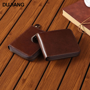 Dujiang Men's <b>Wallet</b> Genuine Leather Zipper Compact <b>Card</b> <b>Holder</b> Brown Spring 2025 - Product Image 3