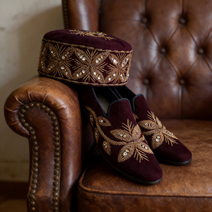 Gorro Tradicional Africano Yoruba para Hombre, con Patrón de Hojas, Ecológico, de Seda, Transpirable y Elástico, para Iglesia, Bodas y Eventos - Product Image 3