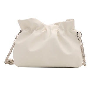 Bolso de Hombro Versátil con Cadena y Cierre de Cremallera, Diseño de Nube Plisada, Textura de PU, Moda de Alta Gama para Mujer, Verano 2025 - Product Image 1