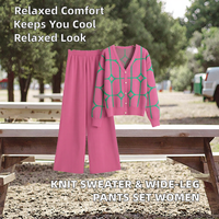 Ensemble pull et pantalon large en maille pour femme – Nouvelle collection décontractée respirante printemps-automne – Ensemble deux pièces ample et tendance