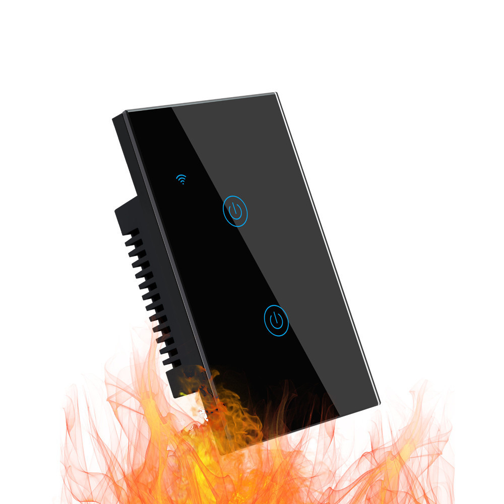 Умный выключатель света из закаленного стекла с дистанционным управлением Google home Alexa 2Gang, сенсорный выключатель Wi-Fi, черный, белый, золотой цвет