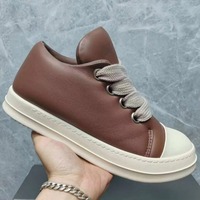 Sneakers Rick en cuir véritable de qualité supérieure, élégantes, à semelle épaisse, chaussures décontractées de luxe Owens, chaussures de course à lacets pour l'extérieur, imperméables