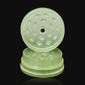 Logo personalizzato OEM/ODM bagliore luminoso nel buio in plastica acrilica smerigliatrice per erbe 2 strati 43mm accessori per fumatori Bio personalizzabili - Product Image 5