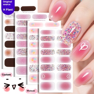 Autocollants pour les ongles en poudre 3D brillant flocon de neige dégradé Popping Glitter facile à appliquer Style français Sparkle Nail Wraps Offre Spéciale avec art - Product Image 5