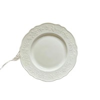 Assiette en céramique gaufrée de style français, service de table, tasse à café et soucoupe, assiette à soupe ovale, assiette plate à bord dentelé