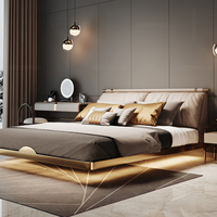 Mobilier de chambre à coucher design moderne en bois massif avec plateforme flottante et lit queen size ou king size