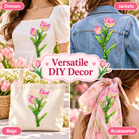 Applique Fleur de Tulipe Perlée Faite à la Main avec Paillettes et Strass pour Robes, Vestes, Sacs, Qipao, Vêtements, Décoration DIY, Cadeau