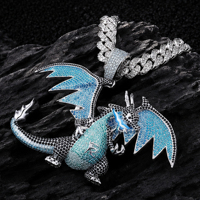Pendentif Dragon en Argent Sterling 925 Moissanite Personnalisé Luxe Iced Out pour Hommes, Accessoire de Mode Streetwear Hip Hop