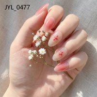 24 faux ongles 3D en relief, motif fleur diamant rose dégradé, à presser, pour mariée, en gel UV, pour mariage, fête et usage quotidien