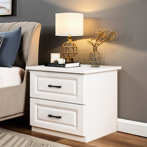 <strong>Small</strong> Modern Solid Wood <strong>White</strong> Oak Panel Bedside <strong>Table</strong> with Storage Simple Nordic Luxury for Bedroom Use - Product Image 3