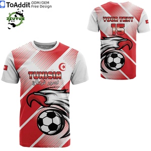 Kaos Sepak Bola Tunisia XS-6XL Desain Palang Merah Cetak Logo Kustom Pesanan Kecil Diterima Diskon Batch Campuran Agen Supplier - Product Image 2