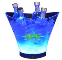 Balde de Plástico Luminoso Champanhe, LED, 6L, 1,6 Galão, Discoteca, Bar de Vinho, Festa, Área Externa