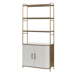 Librería de Diseño Curvo con 2 Puertas y 3 Estantes, Mueble de Biblioteca Moderno con Frente Arqueado para Oficina en Casa, Sala de Estar - Product Image 4