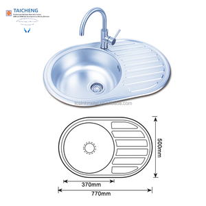<span class=keywords><strong>Lavello</strong></span> da Cucina Rettangolare in Acciaio Inox 770x500mm per il Mercato Europeo con Vasca Interna Rotonda - Product Image 2