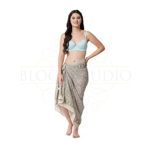 ผ้าซิ่นพิมพ์ลายบล็อกด้วยมือสุดพิเศษสำหรับผู้หญิง ผ้าคลุมบิกินี่น้ำหนักเบา เหมาะสำหรับใส่ไปเที่ยวทะเลและรีสอร์ทในช่วงฤดูร้อน - Product Image 3