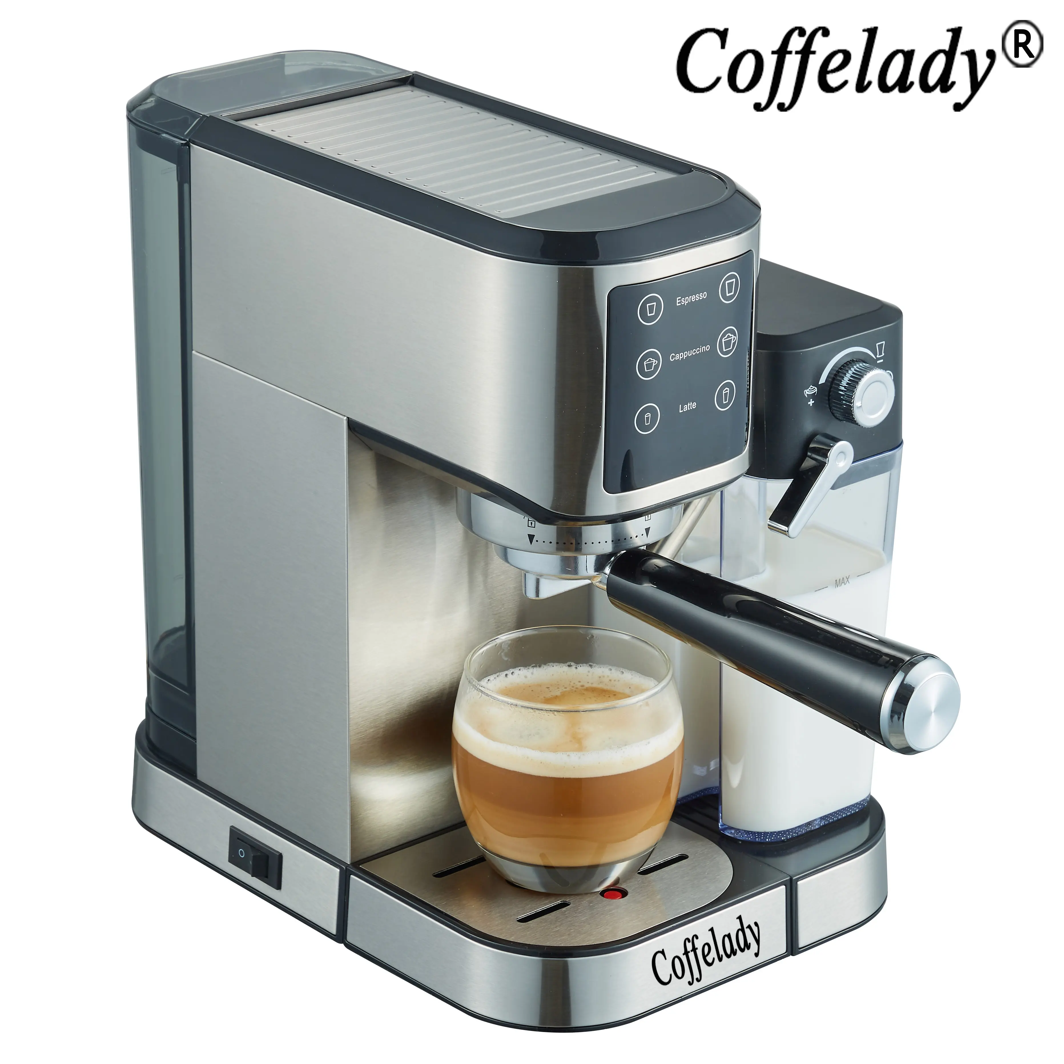 Vente chaude Vapeur Espresso Et Cappuccino Machine À Café En Acier Inoxydable Machine À Espresso Avec Réservoir À Lait