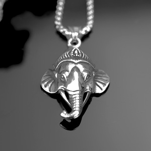 Stainless Steel Men's Asymmetrical Geometric <b>Elephant</b> Pendant Necklace Themed Animal Charm <b>Gift</b> Jewelry - Product Image 4