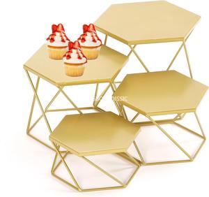 ชุดไรเซอร์สำหรับจัดแสดงบุฟเฟ่ต์ทรงหกเหลี่ยมทำจากทองเหลืองชุดจัดแสดงอาหาร - Product Image 2