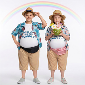 Disfraz Hawaiano para Niños, Estilo Chico Gordo, Camisa Floral con Lei y Sombrero para Fiesta de Halloween, Verano 2026 - Product Image 5