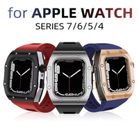 Cadre de boîtier de montre en acier inoxydable avec boucle à ardillon intégrée Trendybay, bracelet de montre en silicone respirant pour Apple 44 mm 45 mm