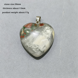 Pendentif cœur en pierre naturelle de 30 mm, agate rouge, <span class=keywords><strong>aventurine</strong></span> verte, œil de tigre, pour femmes et hommes, bijoux fantaisie en pierres précieuses - Product Image 2