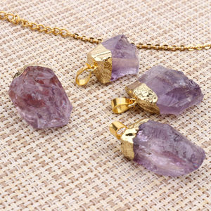 Wholesale Spiritual <b>Crystal</b> Amethyst Pendant Natural <b>Crystal</b> Necklace Gemstone Amethyst <b>Raw</b> Stone Pendant - Product Image 3