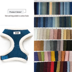 Suministros personalizados para mascotas sin tirones ajustable exuberante Denim Jean vaquero tela oso de peluche perro Collar Correa y arnés conjunto de pajarita - Product Image 5