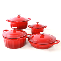 Dapat disesuaikan wajan besi cor besar Enamel peralatan memasak dapur klasik perkakas logam berkelanjutan berbagai warna set nomor Model