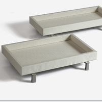 Plateau en cuir blanc de haute qualité W-1, décoration moderne, rangement extérieur personnalisé, plateau de service rectangulaire de luxe, écologique