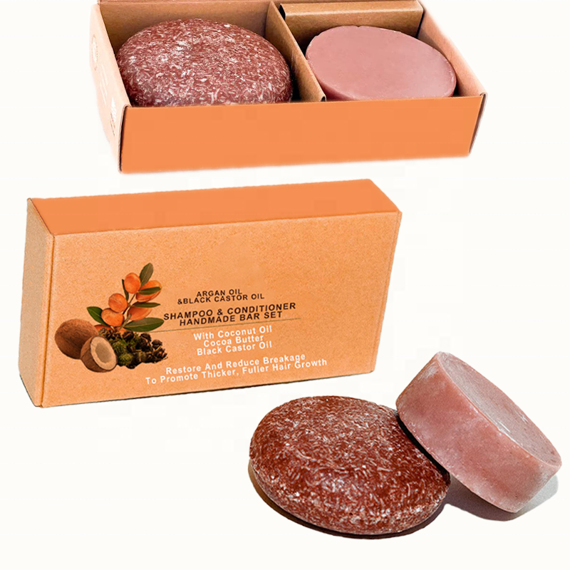 Аргановое масло черный касторовое масло роста волос обработки выпадения волос шампунь и кондиционер для волос ручной работы светодиодный свет бар набор с рисовой водой зеленого чая имбиря