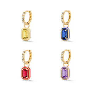 Pendientes de Aro Grandes Cuadrados de Plata de Ley S925 con Circonita y Esmalte de Color de CANNER Fashion - Product Image 2