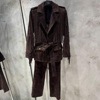 Veste en cuir véritable à franges de haute qualité, blazer en cuir à franges, veste en daim pour femmes