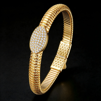 Bracelet de luxe en moissanite ovale sertie de pierres, plaqué or 18 carats, en argent sterling 925, chaîne serpent flexible, pour femmes et hommes