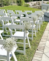 Chaise pliante en résine blanche, durable, moderne, rembourrée, portable, empilable, imperméable, pour hôtel, mariage, fête, événement, vente en gros