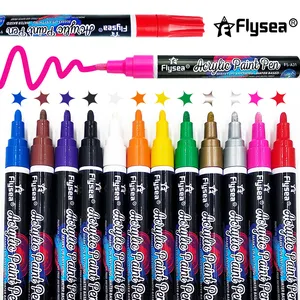 Flysea Water Based Acrylic Paint Marker Colorful Aluminum Pen Tube Acrylic Marker Pens Sets