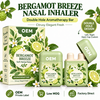 Vente en gros de barres d'aromathérapie à la bergamote, parfum d'agrumes, inhalateur nasal à double orifice, étiquette privée, OEM, fournisseur d'emballages personnalisés