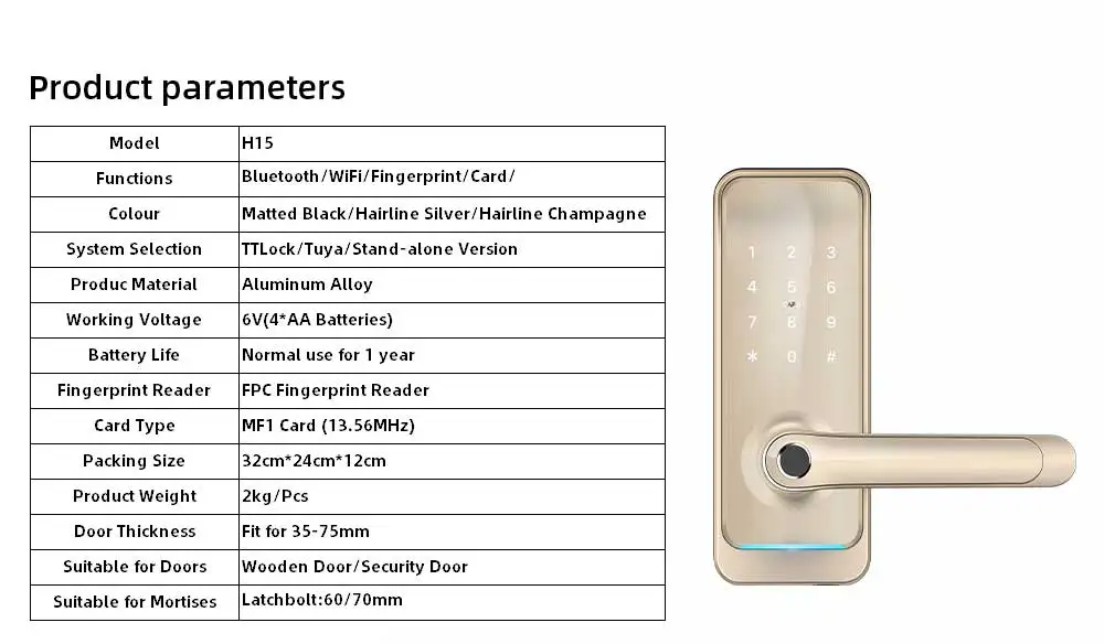 Liliwise Home Electronics Wifi portátil Cerradura Rfid Código de huella digital Tuya Smart Lock