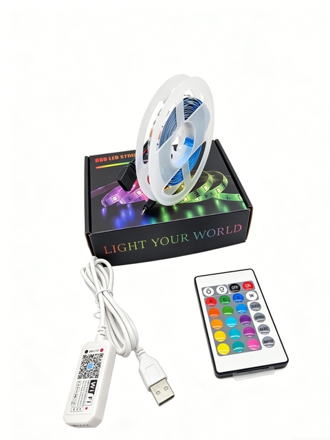 5050 5V USB RGB LED Light Strip with WS2811 Chip App & Remote Control IP33 Rated PCB Dimmable TV Backlight