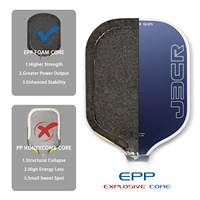 Raket Pickleball New J3CR Blue Crystal 16mm Busa Dual-Density Hot Pressing Gen 5 EPP Foam Core Serat Karbon T700 untuk Hiburan