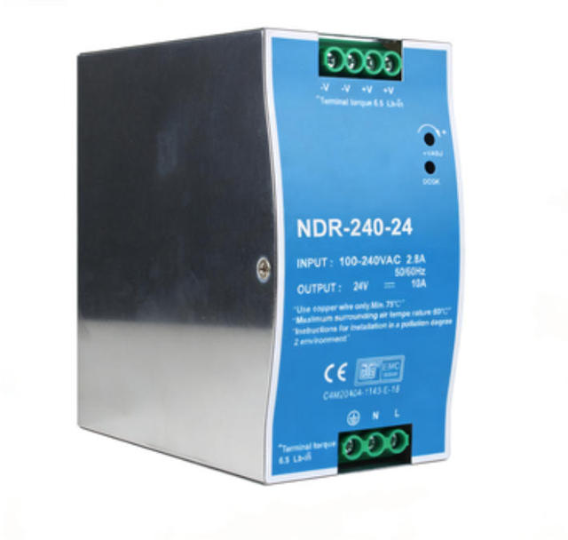 DIN Rail High Efficiency Industrial Power Supply 24V 10A Single Output AC-DC for Control Panel NDR-240-24