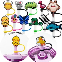 Protège-pailles en silicone 2D personnalisés en forme d'animaux, fournisseur en gros, qualité alimentaire, anti-poussière, pour pailles de 8 mm, accessoires pour gobelets