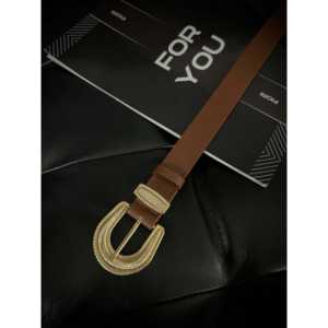 Cinturón de Mujer Fiori, Cuero PU Marrón, Hebilla Dorada, Estilo Bohemio, Accesorio de Moda para Uso Casual - Product Image 3