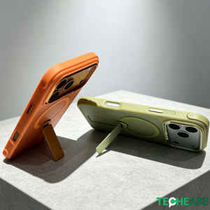Coque de téléphone magnétique, toucher doux, anti-chute, pare-chocs en TPU et PC avec béquille rétractable métallique pour iPhone 15 Pro Max - Product Image 2