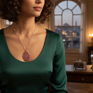 Collar de cadena de esmalte blanco con forma de lágrima de piedra de Rubí, joyería de plata de ley 925 hecha a mano turca al por mayor - Product Image 2